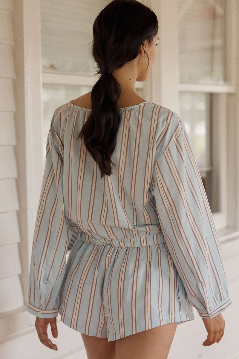 LyreBird Long Sleeve Buttondown Bubble Top