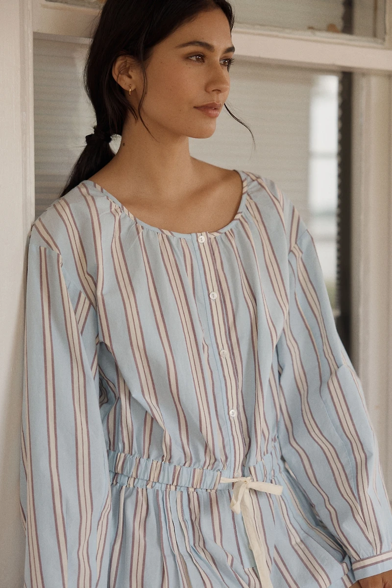 LyreBird Long Sleeve Buttondown Bubble Top