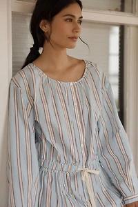 LyreBird Long Sleeve Buttondown Bubble Top