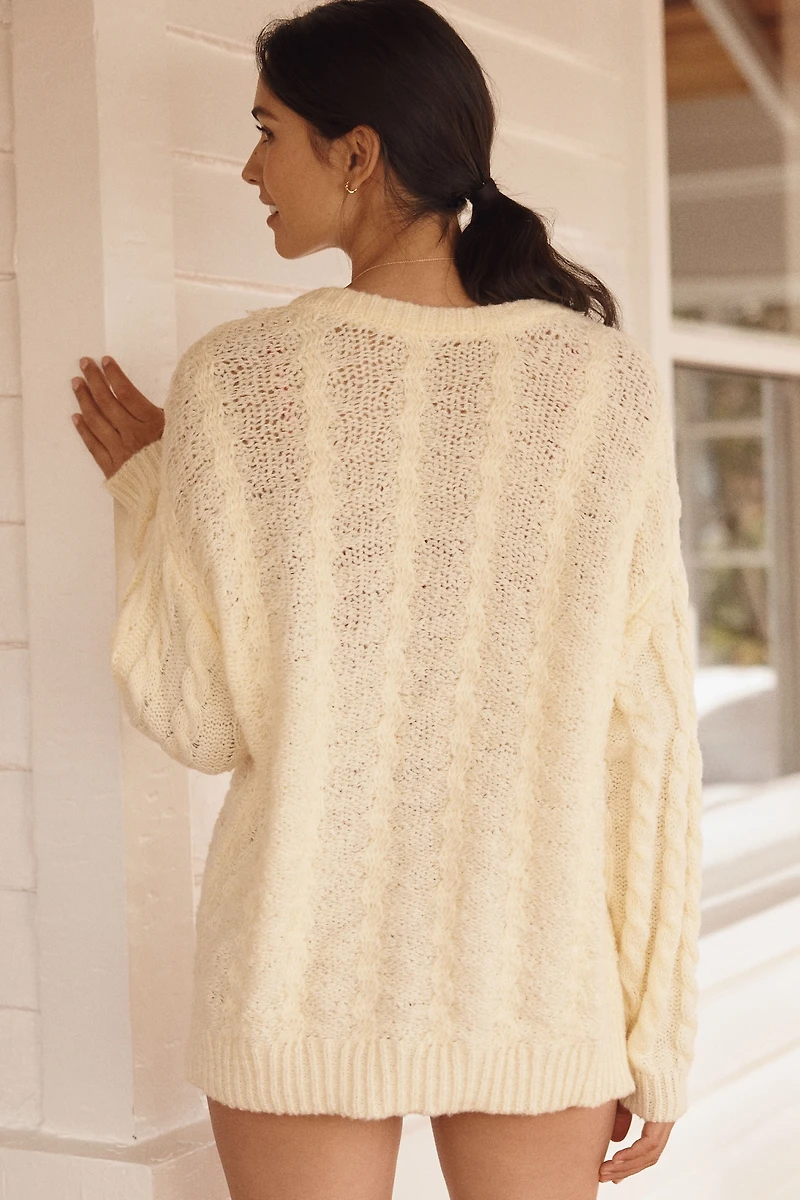 LyreBird Novelty Button Cardigan Sweater