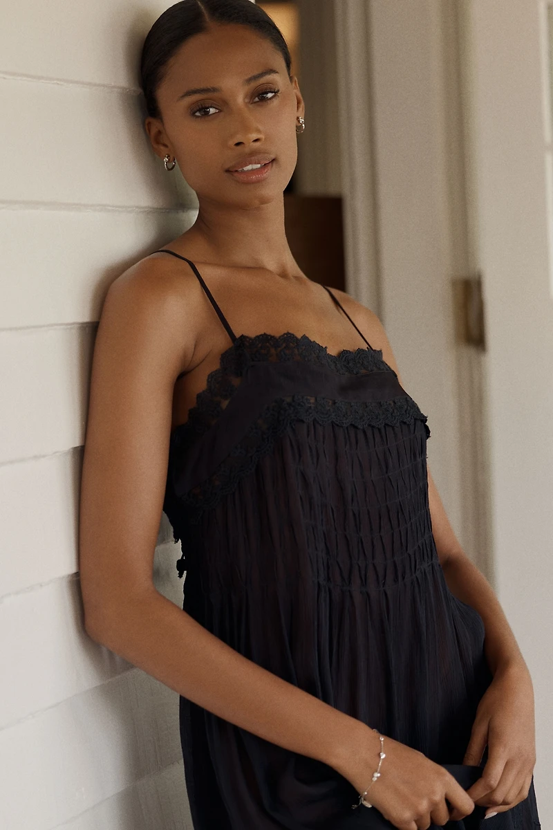 LyreBird Pleated Chiffon Midi Dress