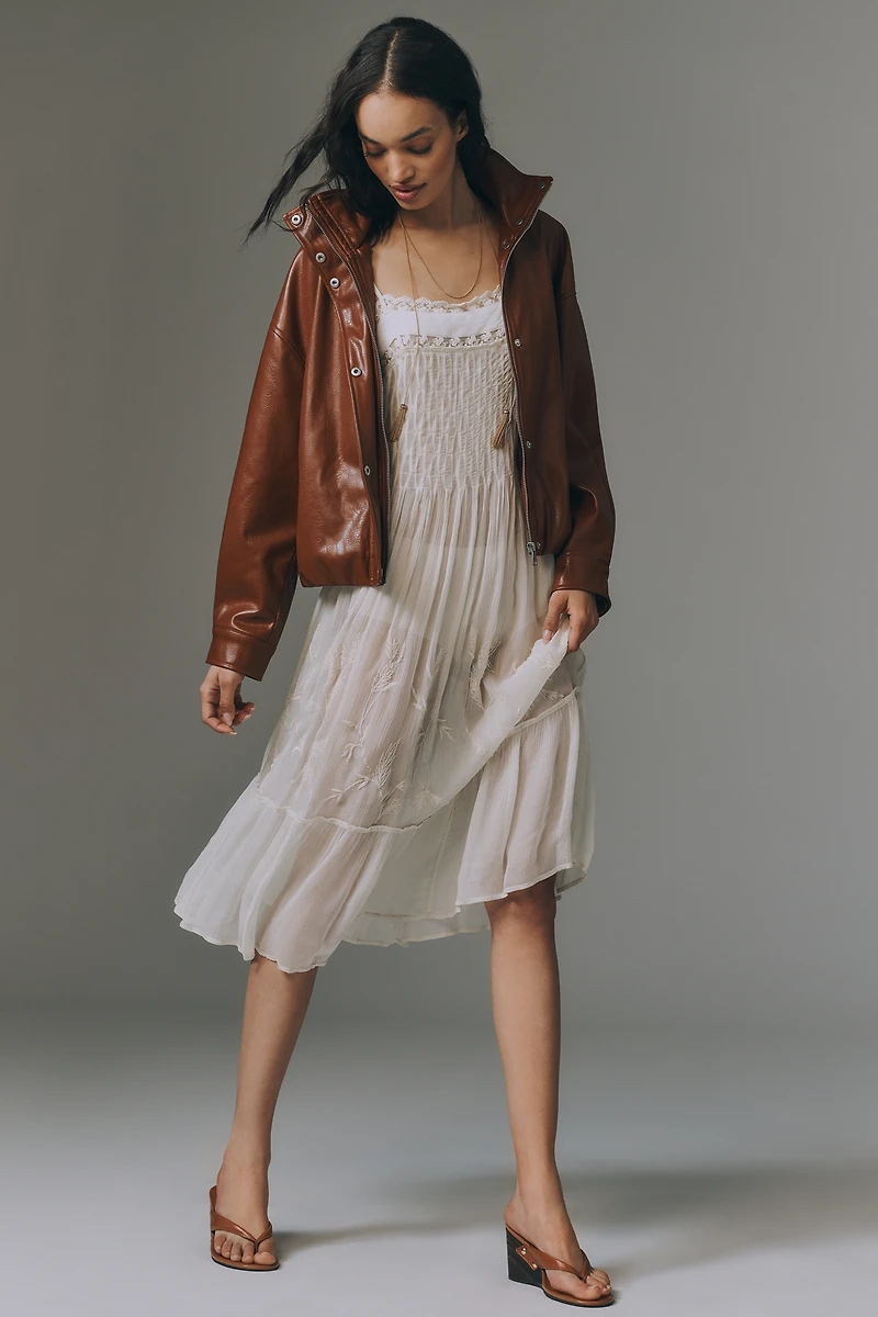 LyreBird Pleated Chiffon Midi Dress