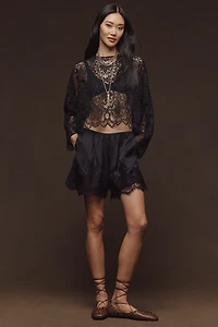 LyreBird Lace-Trim Silky Shorts