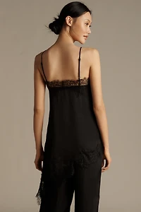 LyreBird Satin Lace-Trim Asymmetrical Cami
