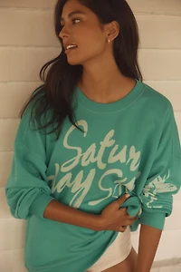 By Anthropologie Oversized Graphic Crewneck Sweatshirt