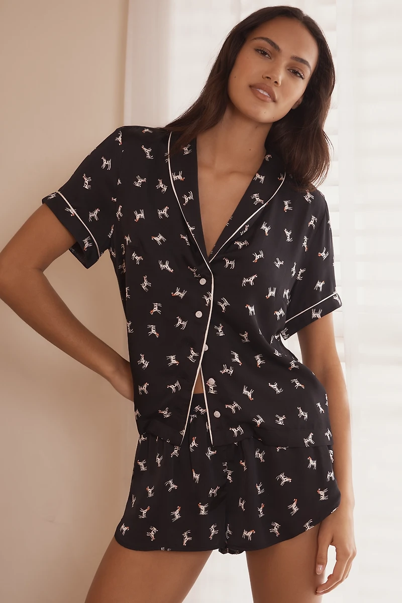 By Anthropologie Silky Patterned Pajama Shorts