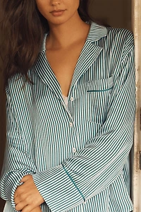 By Anthropologie Oversized Button-Front Pajama Shirt