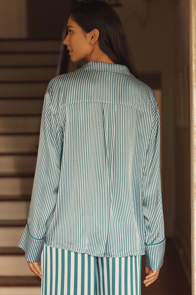 By Anthropologie Oversized Button-Front Pajama Shirt