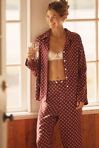 LyreBird Long-Sleeve Silky Buttondown Pajama Top