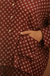 LyreBird Long-Sleeve Silky Buttondown Pajama Top