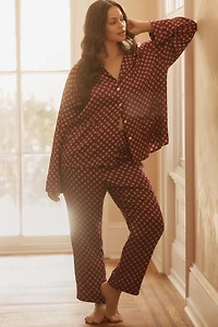 LyreBird Long-Sleeve Silky Buttondown Pajama Top