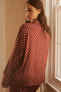 LyreBird Long-Sleeve Silky Buttondown Pajama Top