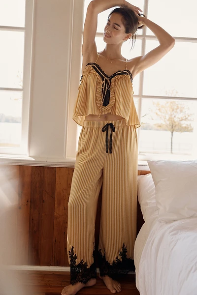 LyreBird Printed Silky Lace Pajama Pants