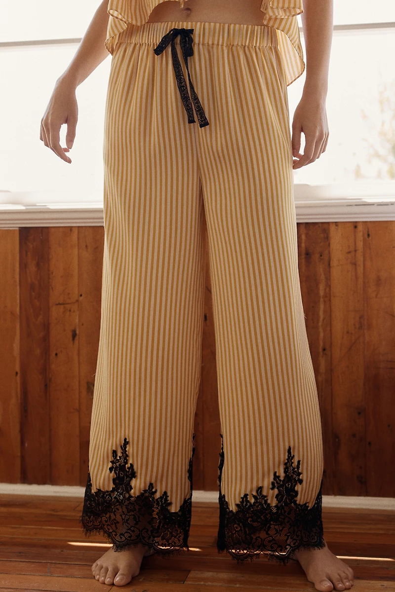 LyreBird Printed Silky Lace Pajama Pants