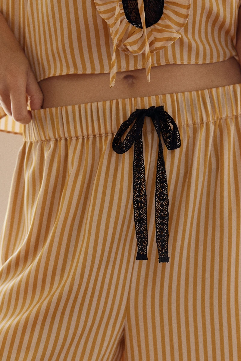 LyreBird Printed Silky Lace Pajama Pants