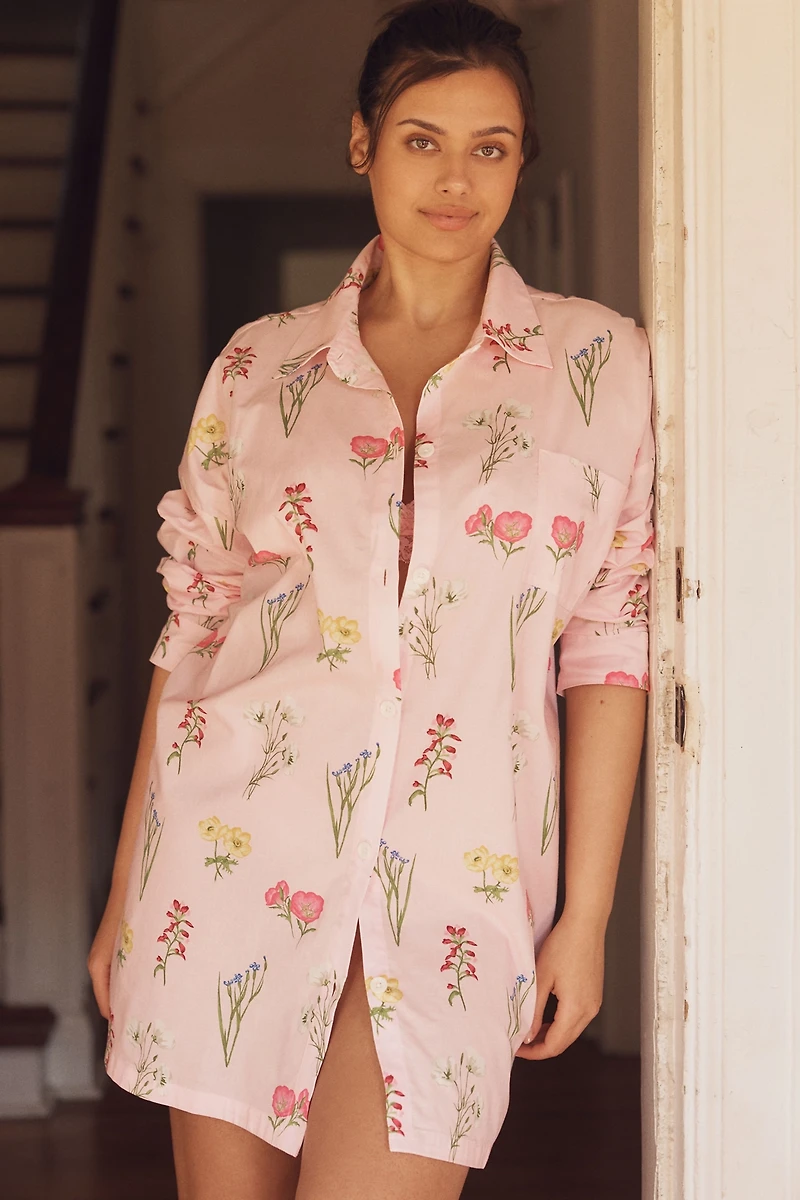 BedHead PJs Plus Western Wildflowers Boyfriend Pajama Shirt