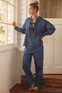 Damson Madder Floki Stripe Cotton Pajama Set