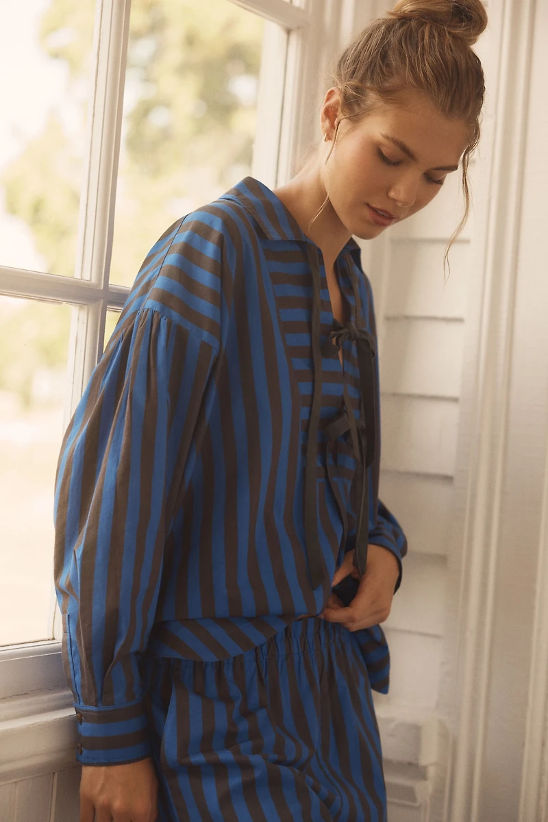 Damson Madder Floki Stripe Cotton Pajama Set