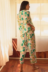 Papinelle Audrey Silk Blend Floral Crop Pajama Set