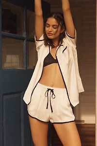 Papinelle Annabelle Satin Buttondown Shirt & Boxer Shorts Pajama Set