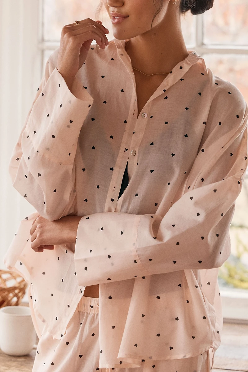 Papinelle Hearts Cotton Gathered Pajama Set