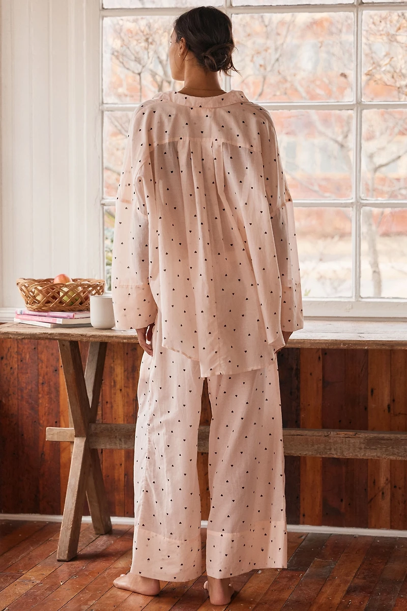 Papinelle Hearts Cotton Gathered Pajama Set