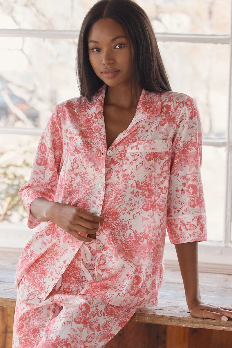 Papinelle Toile De Jouy Cotton Crop Pajama Set