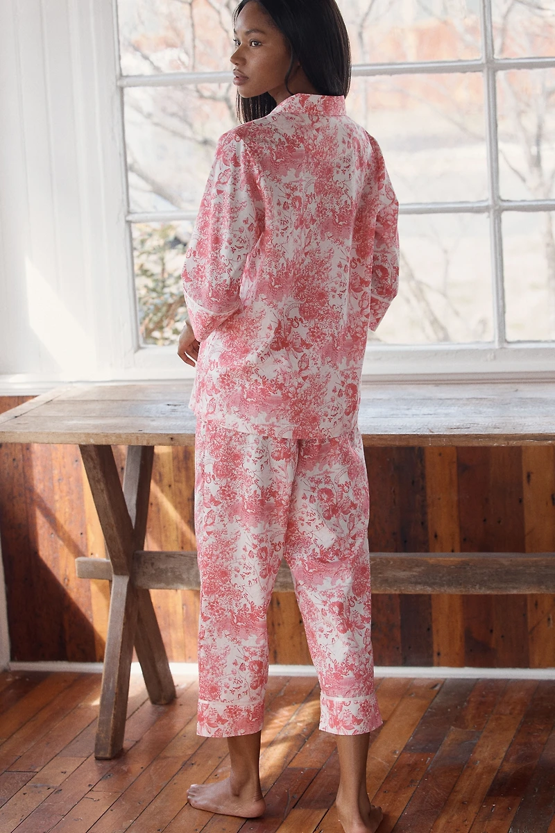 Papinelle Toile De Jouy Cotton Crop Pajama Set