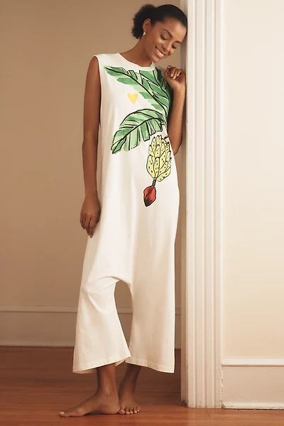 Farm Rio x Anthropologie Sleeveless Knit Graphic Jumpsuit