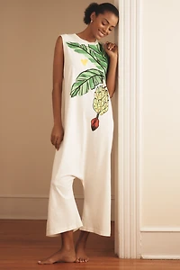 Farm Rio x Anthropologie Sleeveless Knit Graphic Jumpsuit