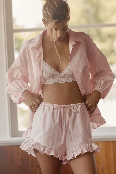 LyreBird Cotton Poplin Ruffled Shorts