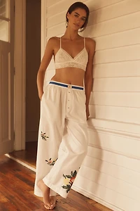 The Wren Embroidered Boxer Pants by LyreBird