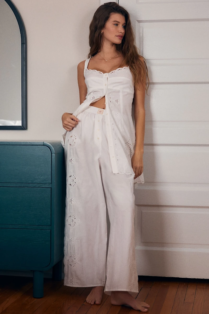 LyreBird Embroidered Eyelet Mini Shift Dress