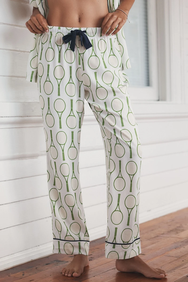 Katie Kime Tennis Time Short-Sleeve Top & Pants Pajama Set