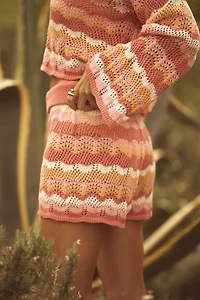 LSPACE Sun Ray High-Rise Crochet Sweater Shorts