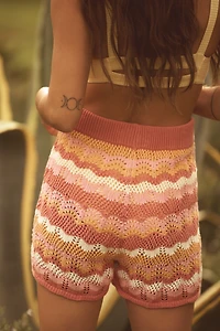 LSPACE Sun Ray High-Rise Crochet Sweater Shorts