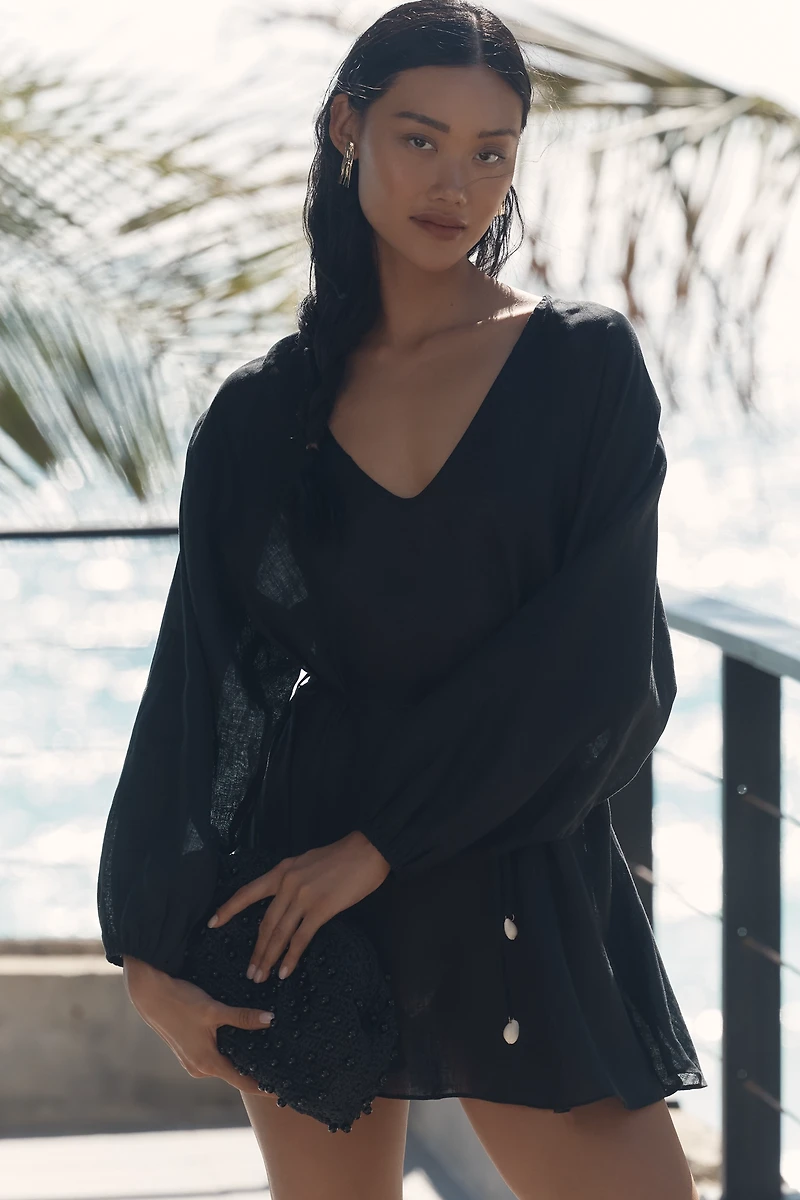 LSPACE Boat Trip Linen Tunic Mini Dress