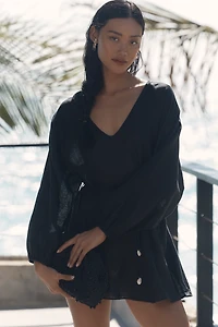 LSPACE Boat Trip Linen Tunic Mini Dress