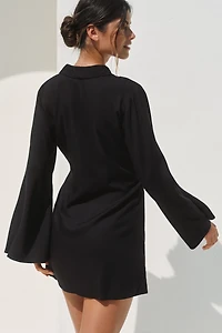 LSPACE Las Palmas Long-Sleeve Wrap Mini Dress