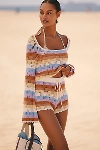 LSPACE Lost Tides Cotton Crochet Pull-On Shorts