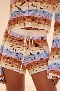 LSPACE Lost Tides Cotton Crochet Pull-On Shorts