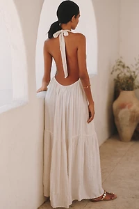 LSPACE Soller Halter Tiered Maxi Dress