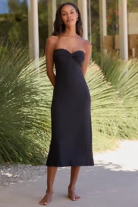 LSPACE Lisette Strapless Twist-Front Midi Dress