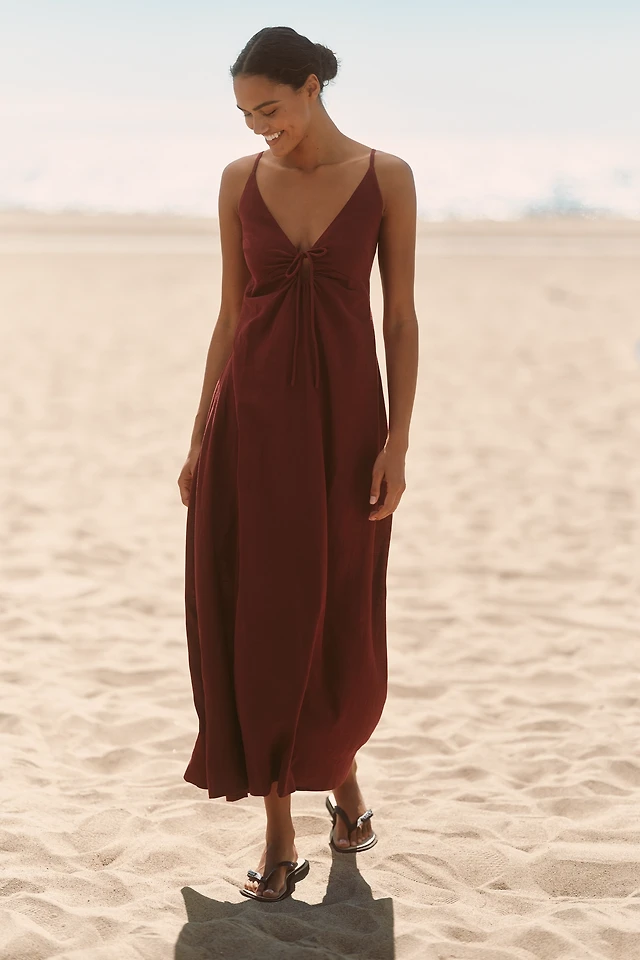 Celandine Plunge-Neck Linen Blend Maxi Dress at MarketFair Shoppes in Princeton, NJ Celandine Plunge-Neck Linen Blend Maxi Dress at MarketFair Shoppes in Princeton, NJ