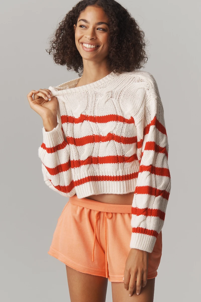LSPACE Kensley Crop Cable-Knit Sweater