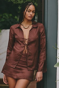 LSPACE Venice Linen Tie Shirt
