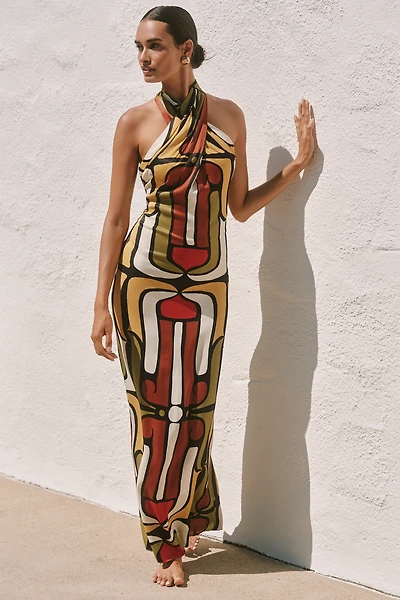 Cala de la Cruz Oliviera Halter Maxi Dress