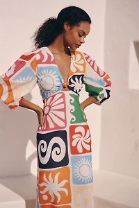 Cala de la Cruz x Anthropologie Gaia Puff Sleeve Maxi Dress