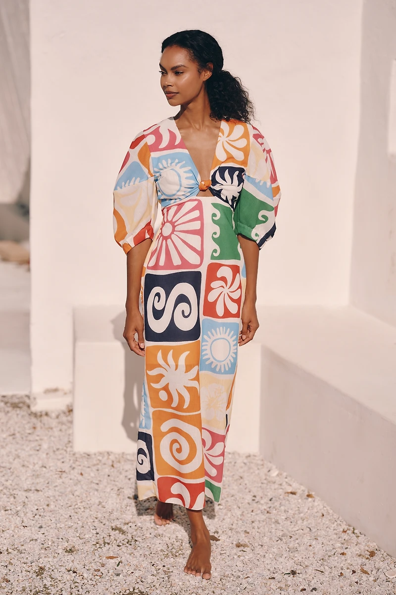 Cala de la Cruz x Anthropologie Gaia Puff Sleeve Maxi Dress