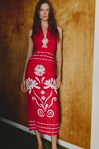 Cala de la Cruz Orly 100% Linen Midi Dress